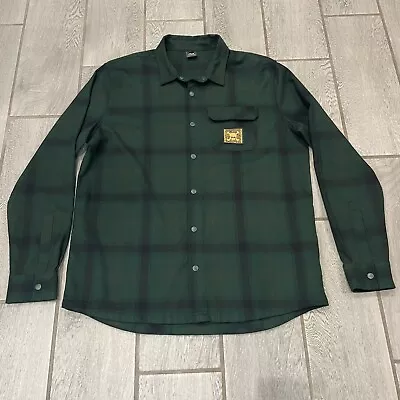 OAKLEY Mens XL Long Sleeve Green Plaid Skull Flannel Shirt Skull FOA 403651 SNAP • $27.99