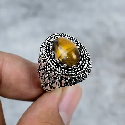 Tiger' Eye Gemstone 925 Sterling Silver Ring Handmade Jewelry Birthday All Size • $11.99