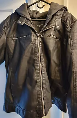 Bellivera Men's Faux Leather Jacket W Detachable Hood Biker Jacket • $99.99