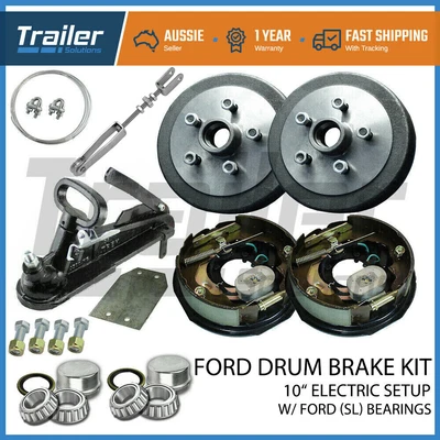 $360 • Buy 10  5 Stud Ford Trailer Electric Drum Brake & Coupling Hitch Kit Camper Caravan