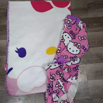 Hello Kitty Footie Zip Up Pajamas Fleece Blanket • £19.29