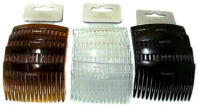 Pack Of 4 Plain Hair Combs Slides Side Combs 7cm Black Tort Or Clear • £3.55