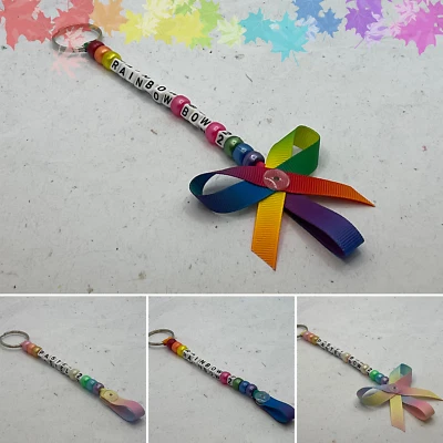 £2.75 • Buy Personalised Bead Keyrings | Any Name | School Party Bag Tag | BK-RAINBOW