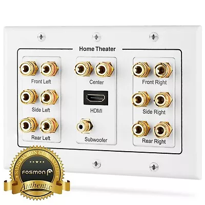 $24.99 • Buy 7.1 Surround Home Theater Speaker Wall Plate Banana Binding Post HDMI Port 3Gang