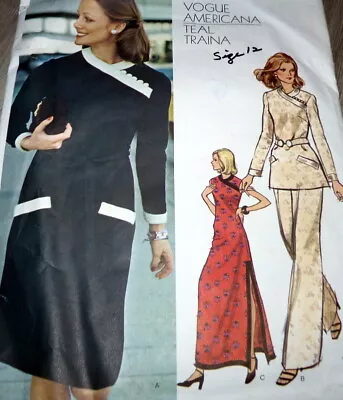 VTG 1970s DRESS TUNIC PANTS VOGUE Designer Teal Traina Sewing Pattern 12/34 • $9.99