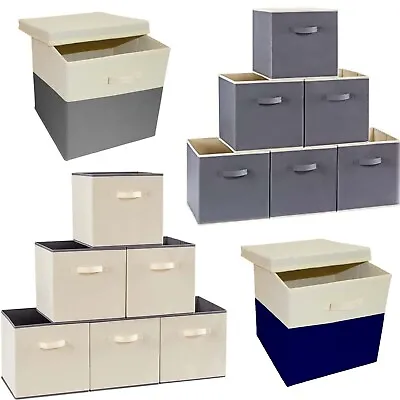 Grey Storage Cubes Foldable Fabric Storage Box Baskets Cubes Square Baskets • £8.99