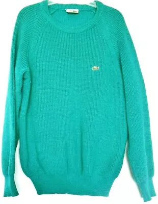 LACOSTE Chemise JUMPER Pure New Wool Vintage Sweater Rich Teal ~ Women Sz  16 • $55.15