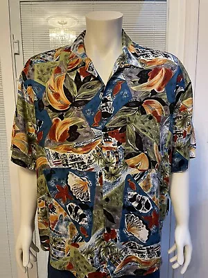 Vintage Mens 90s Bon Homme Button Up Shirt Short Sleeve Size L EUC Palm Trees • $34.99