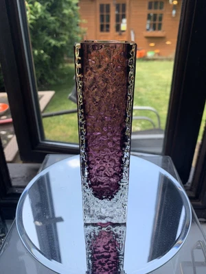 £50 • Buy WHITEFRIARS Nailhead Vase In Aubergine Colour By Geoffrey Baxter Stunning