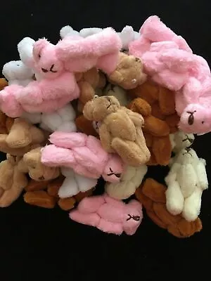 Miniature TEDDY BEARS Tiny Jointed 6cm Tall Handmade BROWN PINK WHITE CREAM • £50.99