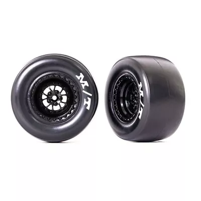 Traxxas Drag Slash Rear Tires W/ Weld Gloss Black Wheels (Sticky) (2) (9476) • $55.95