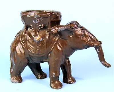 VANTINES ELEPHANT INCENSE BURNER ANTIQUE 1920's BRONZED METAL ART DECO FIGURINE • $51