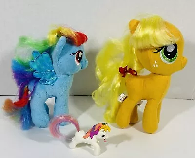 My Little Pony Set Plush Stuffed Animal Horse Hasbro Toys Rainbow Dash Applejack • $17