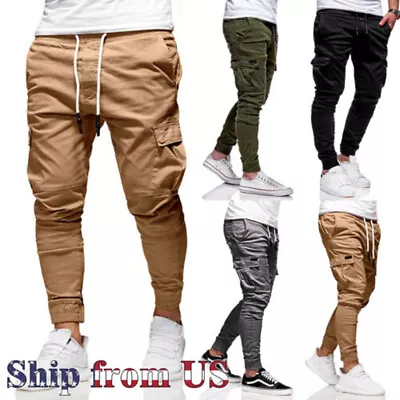 Man's Casual Joggers Pants Sweatpants Cargo Combat Workout Trousers ACCEPT OFFER • $19.99