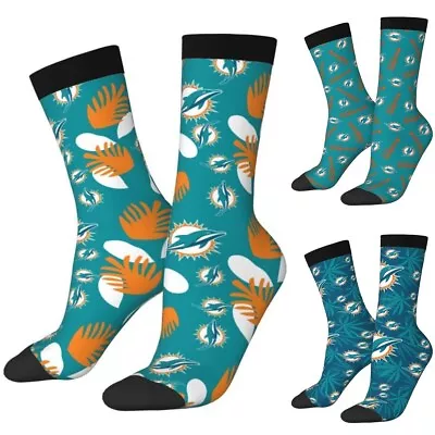 Adult Socks Breathable Sports Printed Fans Socks Elastic Miami Dolphins • $6.87