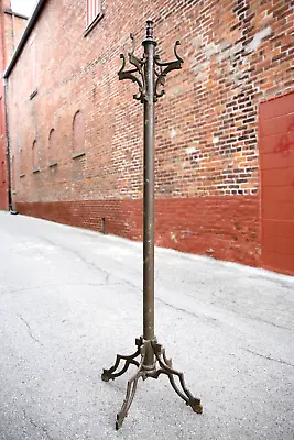 Antique Arts & Crafts Cast Iron Hall Tree Coat Rack Clothing Rack Stand Hooks • $1200