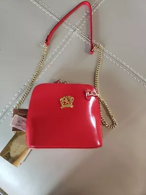 NWT Pratesi Firenze Red Leather Crossbody Purse Gold Hardware Made In Italy R467 • $69.99