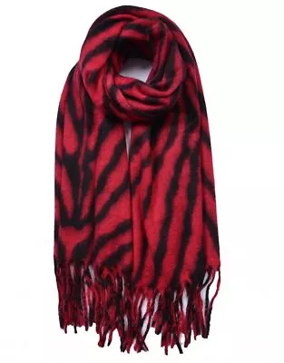 Tassel Hem Zebra Pattern Women Winter Scarf Ladies Cosy Pashmina Stoles 6670 • £14.49