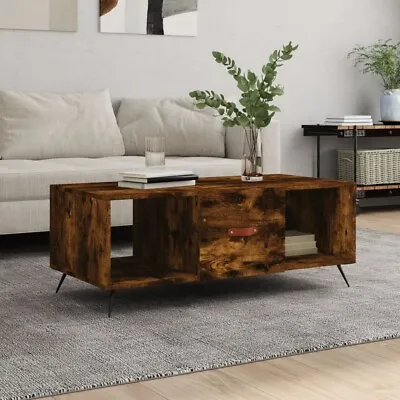 VidaXL Coffee Table Smoked Oak 102x50x40 Cm Engineered Wood • £48.63