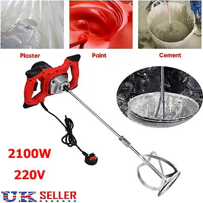 £44 • Buy Electric Plaster Paddle Mixer Drill Mortar Paint Cement Stirrer Whisk 2100W 240v