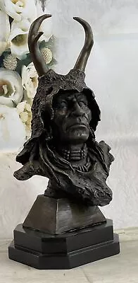 Rare Indian Native American Art Chief Eagle Bust Bronze Marble Statue Sculpture • $244.65