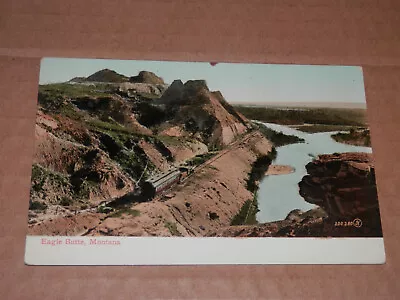 Eagle Butte Montana - 1907-1915 Era Postcard - Train - Railroad - Prairie County • $5.50