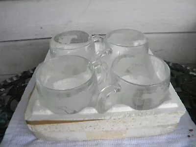 4 Vintage Unused NESTLE Nescafe Glass World Globe Cups Mugs • $12