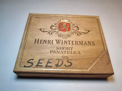 Vintage HENRI WINTERMANS Wooden Cigar Box 25 Short Panatellas  - Empty • $12