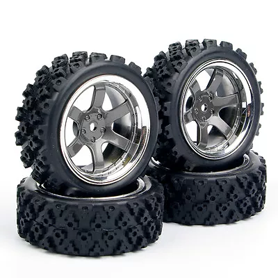 4Pcs 12mm Hex Rubber Rally Tires And Wheel Rims For RC 1:10 HSP HPI Off Road Car • $16.16