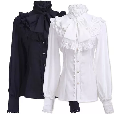 Ruffled Shirt Womens Long Sleeve Victorian Blouse Womens Gothic Lolita Shirt • £17.09