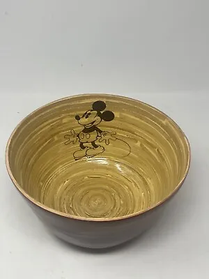 DISNEY MICKEY MOUSE Bowl Bamboo Food Network 9”x5” Deep Red Outer Wood Inner • $26.39