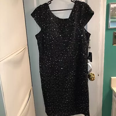 Women’s Macy’s Adrianna Papell Black Sequin Dress New Size 22W • $320