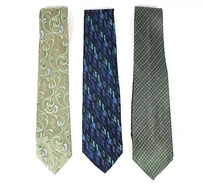 Van Heusen Mens Necktie Lot Of 3 Designer Tie Blue 100% Silk L-60 W-3.5 4 NWOT • $21