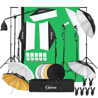 5x65W Photography Studio Umbrellas Lighting Kit Backdrop Light Stand 5 Umbrellas • $159.89
