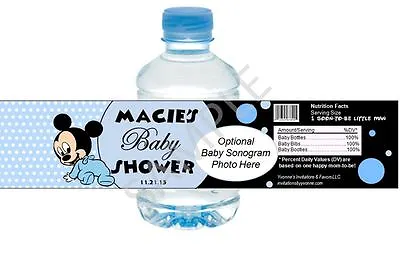 Baby Mickey Mouse Water Bottle Wrapper - Baby Shower/First Birthday Party Favor • $9.99