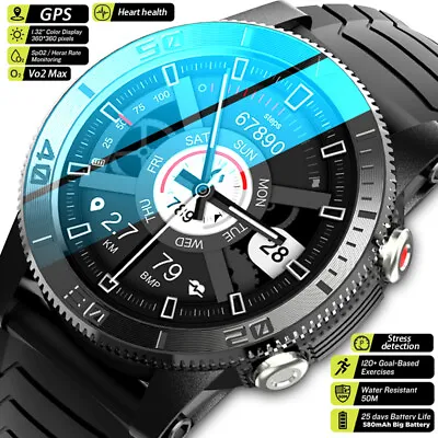 $98.99 • Buy Sports Men GPS Smart Watch Heart Rate Blood Oxygen Monitor Watch Waterproof