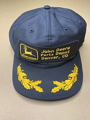 Vintage John Deere Patch Trucker Hat Louisville USA Farming Black Yellow Denver • $24.99