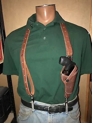 Leather Suspenders W S&W Model 36 37 637 Taurus 85 2  Holster Metal Pant Clips • $45.99