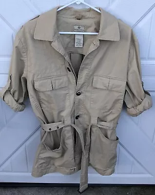 BERETTA Safari Hunting Jacket Mens Size M Tan Khaki Cotton Belted Epaulettes • $55