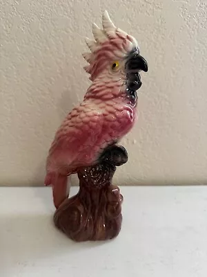 Vintage Ceramic Pink Cockatoo / Cockatiel Bird Figurine 10 1/4  • $65