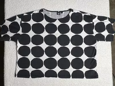 Uniqlo X Marimekko Black & White Polka Dot Cotton Crop T-Shirt US Large • $22.95