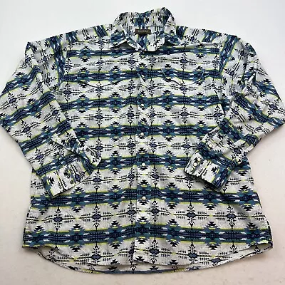 Ariat Irvin Classic Pearl Snap Shirt Aztec Print White Button Long Sleeve XL • $39.88