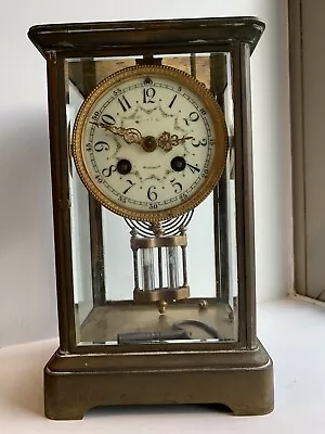 Antique French Metal Clock Marti Et Cie Medaille D'Argent 1889 Regulator Mantel • $655