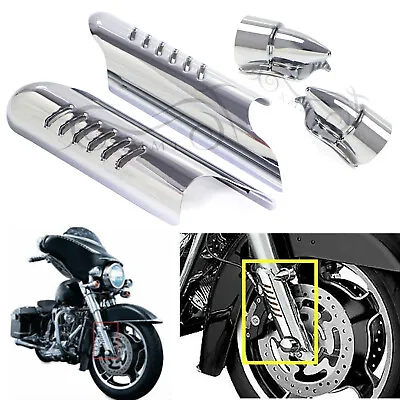 $21.98 • Buy Chrome Fork Lower Leg Deflectors Shield Cover For Harley Touring Road King FLHX
