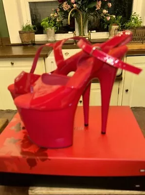 Pleaser Flamingo Red Pole Lap Dancing Shoe Uk9 BNIB • £39.99