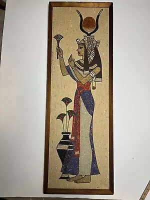 Vintage Mid Century Modern Gravel Pebble Art Egyptian Style Woman 37  X 13  • $49.95