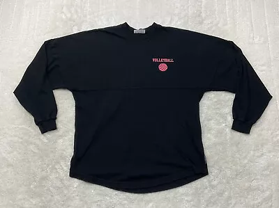 Spirit Womens Size S Long Sleeve Crew Neck Black Pink Volleyball Shirt Oversized • $14.99