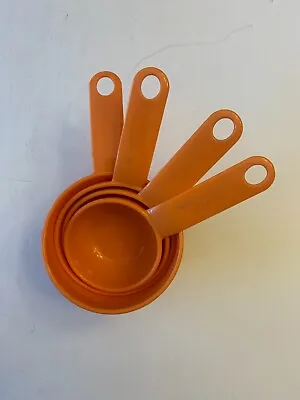 Vintage KITCHEN AID Set Of 4 Orange Stacking Measuring Cups Nesting Set • $14.95