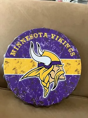 Minnesota Vikings NFL Metal Distressed Bottle Cap Wall Sign New Free Shipping • $21.99