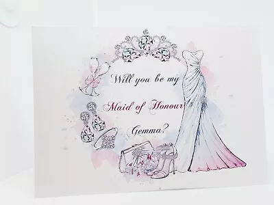 Will You Be My Bridesmaid Cards - Personalised COMPLETE With Envelope • £2